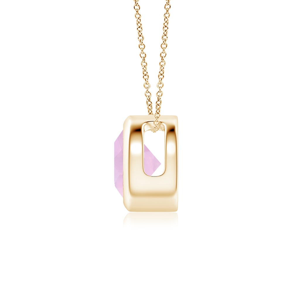 6mm AAAA Bezel-Set Round Rose Quartz Solitaire Pendant in Yellow Gold - side 199