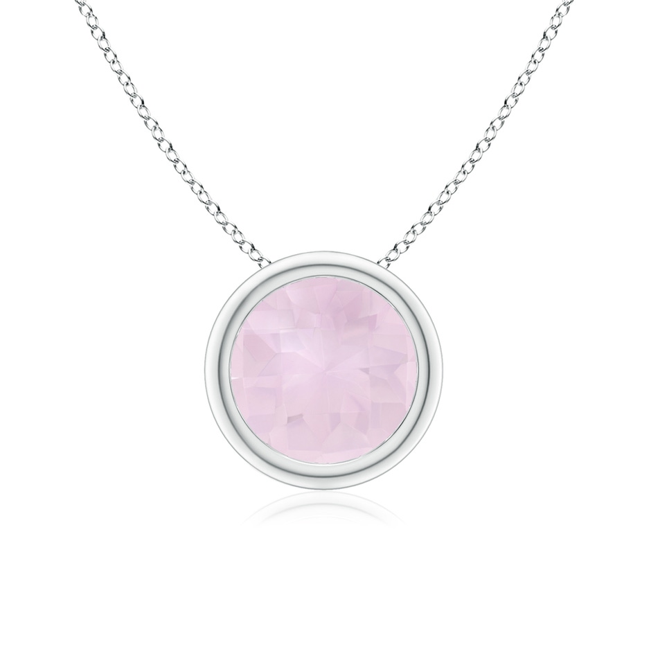 7mm A Bezel-Set Round Rose Quartz Solitaire Pendant in P950 Platinum 