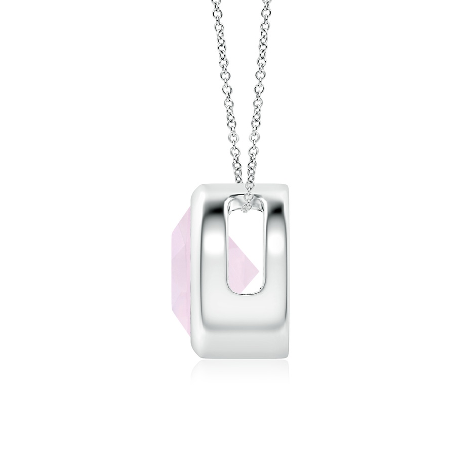 7mm A Bezel-Set Round Rose Quartz Solitaire Pendant in P950 Platinum side 199