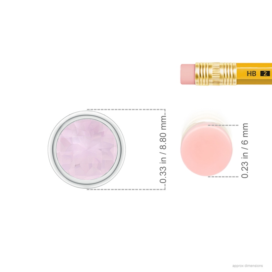 7mm A Bezel-Set Round Rose Quartz Solitaire Pendant in P950 Platinum ruler