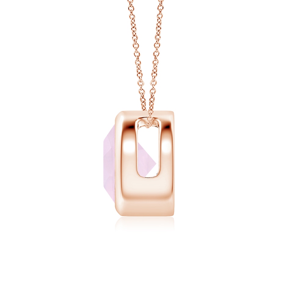 7mm AA Bezel-Set Round Rose Quartz Solitaire Pendant in Rose Gold side 199