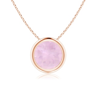 7mm AAA Bezel-Set Round Rose Quartz Solitaire Pendant in Rose Gold