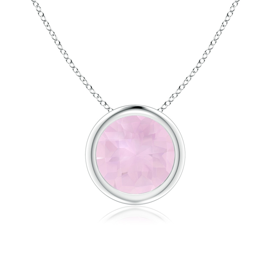 7mm AAA Bezel-Set Round Rose Quartz Solitaire Pendant in White Gold 