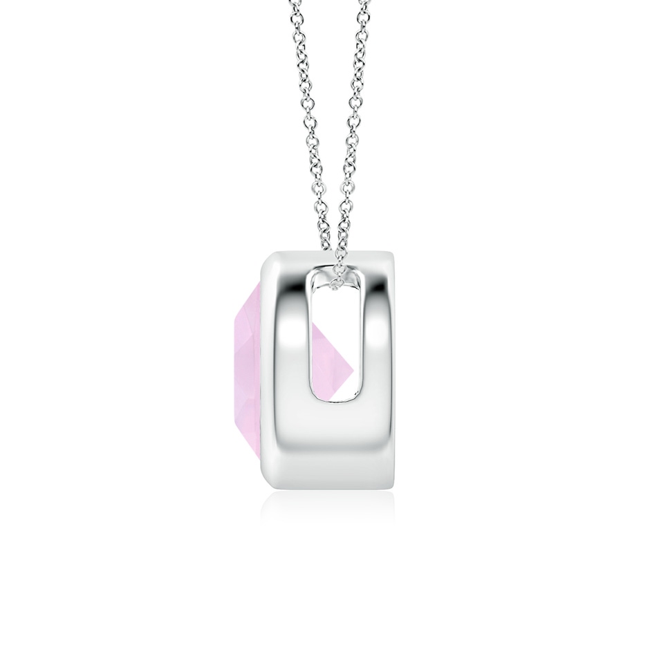 7mm AAA Bezel-Set Round Rose Quartz Solitaire Pendant in White Gold side 199