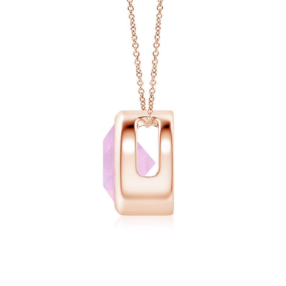 7mm AAAA Bezel-Set Round Rose Quartz Solitaire Pendant in 18K Rose Gold side 199