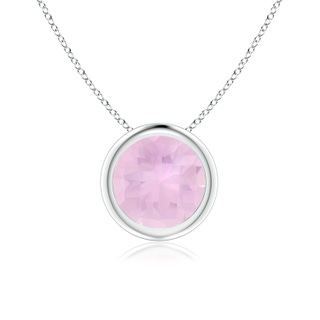 7mm AAAA Bezel-Set Round Rose Quartz Solitaire Pendant in P950 Platinum