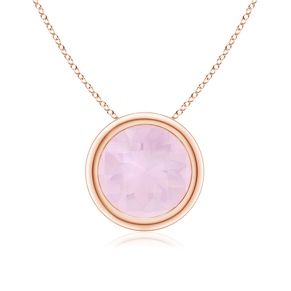 8mm AA Bezel-Set Round Rose Quartz Solitaire Pendant in Rose Gold 