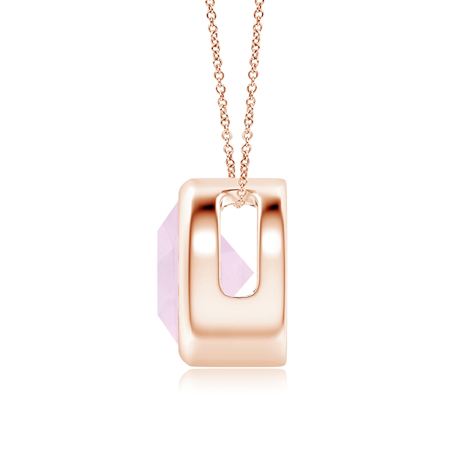 8mm AA Bezel-Set Round Rose Quartz Solitaire Pendant in Rose Gold side 199