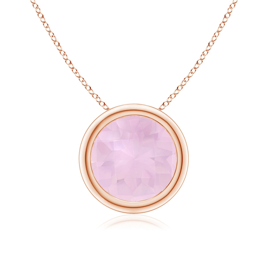 8mm AAA Bezel-Set Round Rose Quartz Solitaire Pendant in Rose Gold 