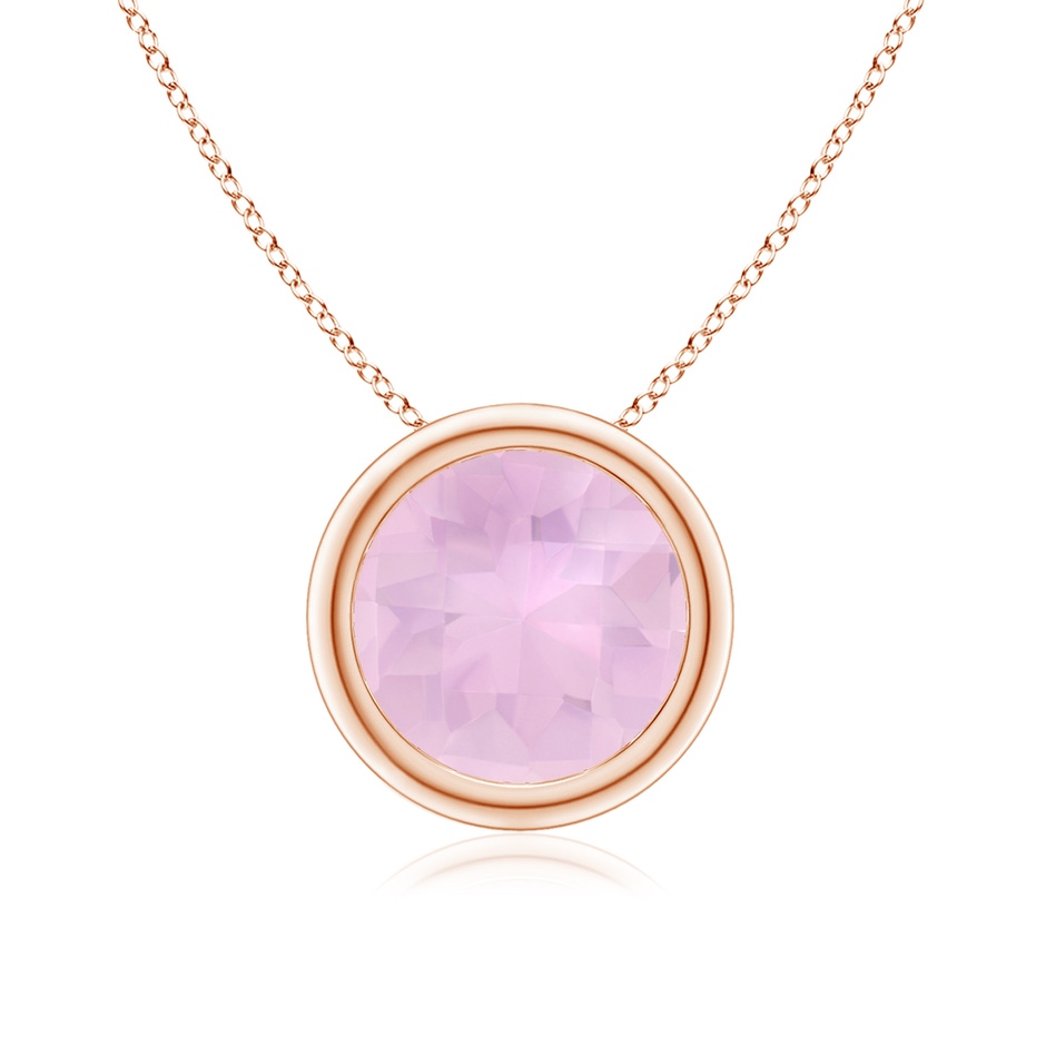 8mm AAAA Bezel-Set Round Rose Quartz Solitaire Pendant in 18K Rose Gold 