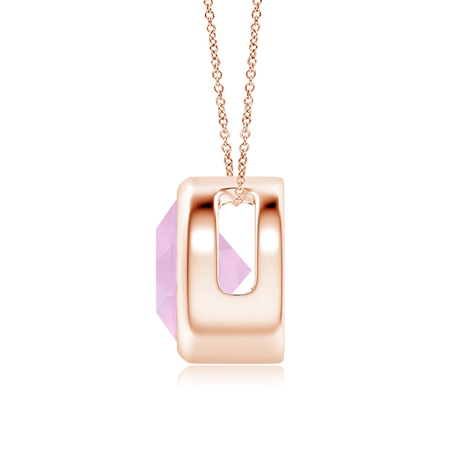 8mm AAAA Bezel-Set Round Rose Quartz Solitaire Pendant in 18K Rose Gold side 199