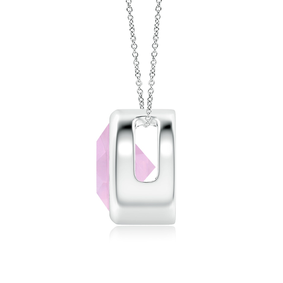 8mm AAAA Bezel-Set Round Rose Quartz Solitaire Pendant in 18K White Gold side 199