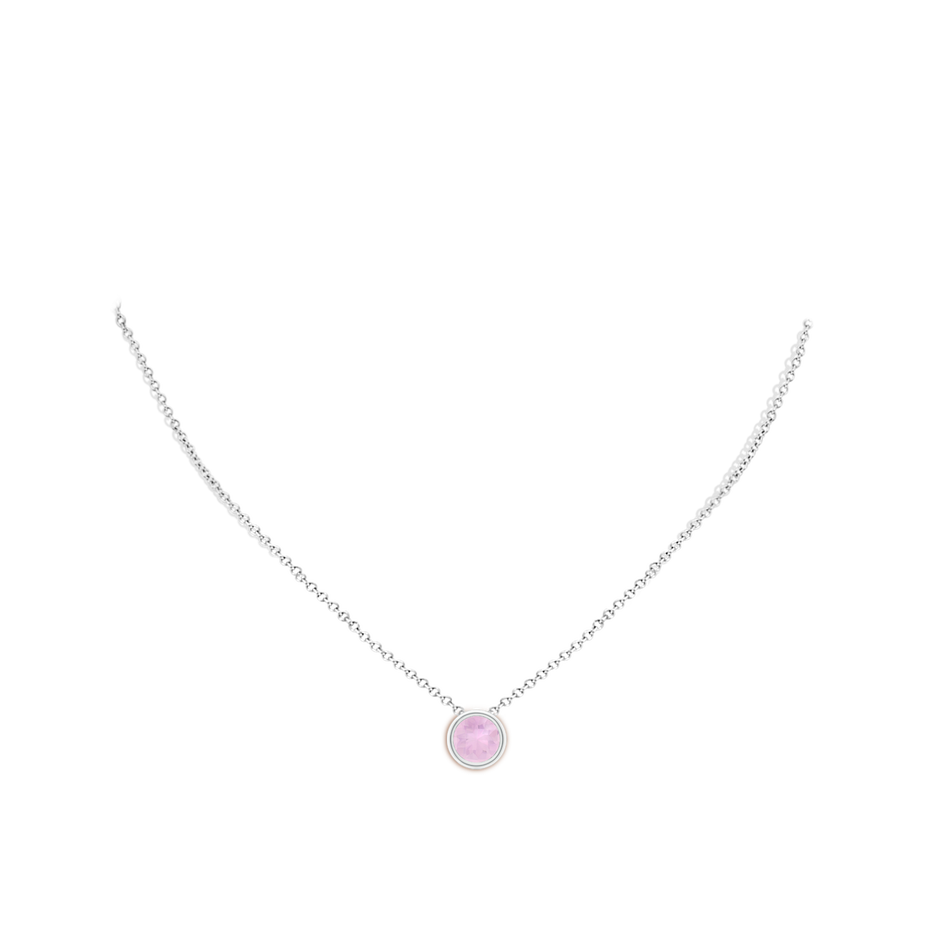 8mm AAAA Bezel-Set Round Rose Quartz Solitaire Pendant in White Gold pen