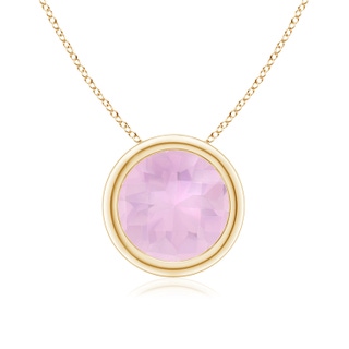 8mm AAAA Bezel-Set Round Rose Quartz Solitaire Pendant in Yellow Gold