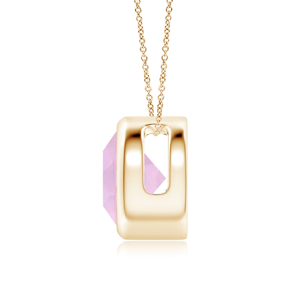 8mm AAAA Bezel-Set Round Rose Quartz Solitaire Pendant in Yellow Gold - side 199