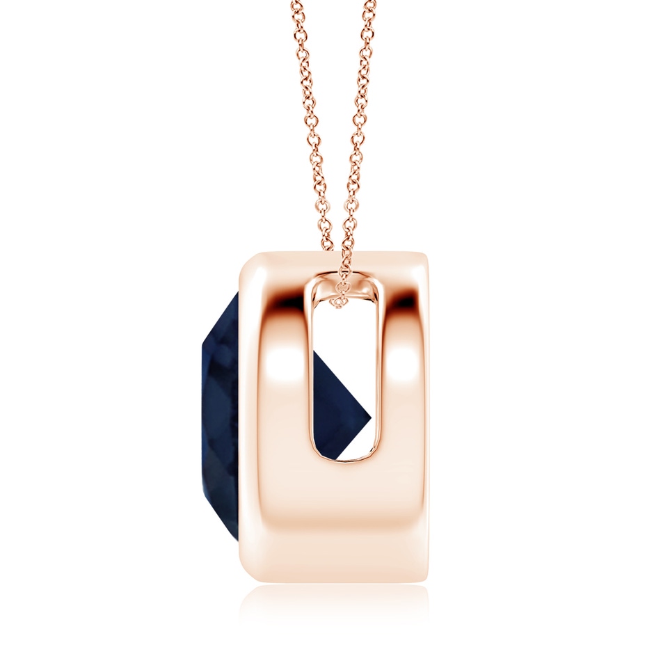 10mm A Bezel-Set Round Blue Sapphire Solitaire Pendant in 18K Rose Gold side 199