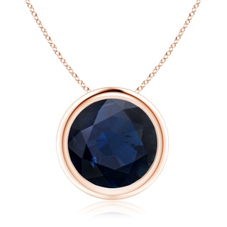 10mm A Bezel-Set Round Blue Sapphire Solitaire Pendant in 9K Rose Gold