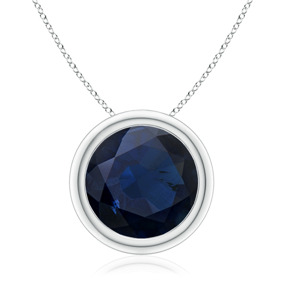 10mm A Bezel-Set Round Blue Sapphire Solitaire Pendant in P950 Platinum 