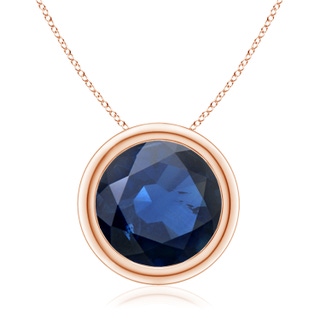10mm AA Bezel-Set Round Blue Sapphire Solitaire Pendant in 18K Rose Gold