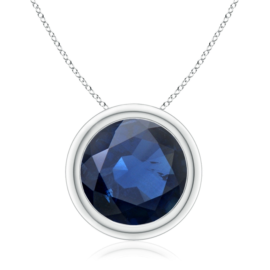 10mm AA Bezel-Set Round Blue Sapphire Solitaire Pendant in P950 Platinum 