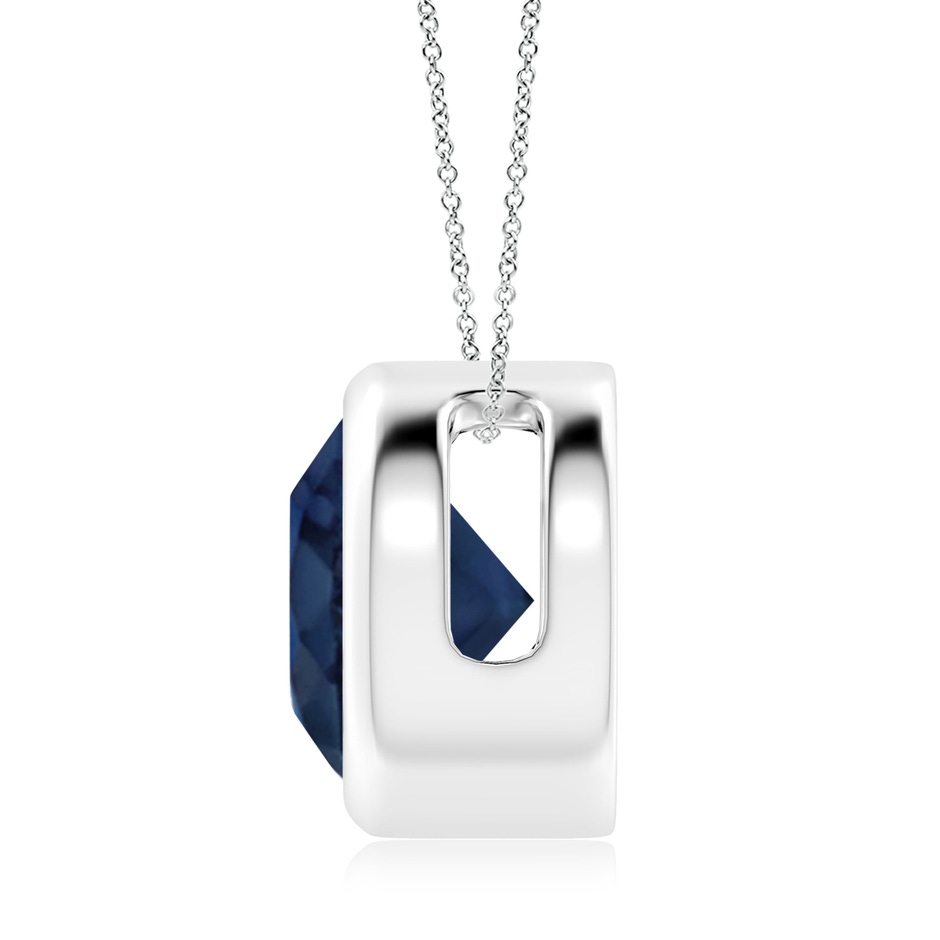 10mm AA Bezel-Set Round Blue Sapphire Solitaire Pendant in P950 Platinum side 199