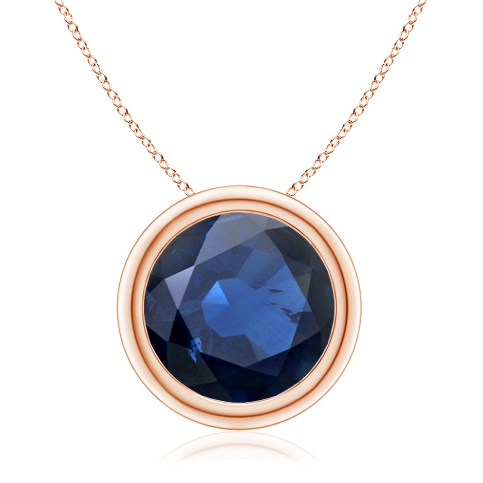 10mm AA Bezel-Set Round Blue Sapphire Solitaire Pendant in Rose Gold 