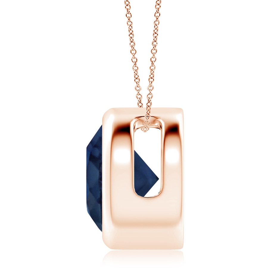 10mm AA Bezel-Set Round Blue Sapphire Solitaire Pendant in Rose Gold side 199