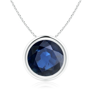 10mm AA Bezel-Set Round Blue Sapphire Solitaire Pendant in White Gold