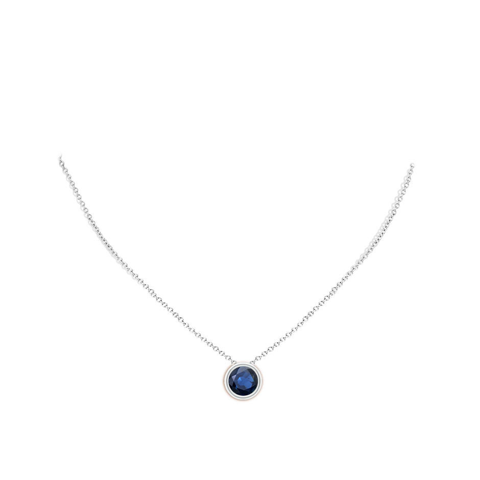10mm AA Bezel-Set Round Blue Sapphire Solitaire Pendant in White Gold pen