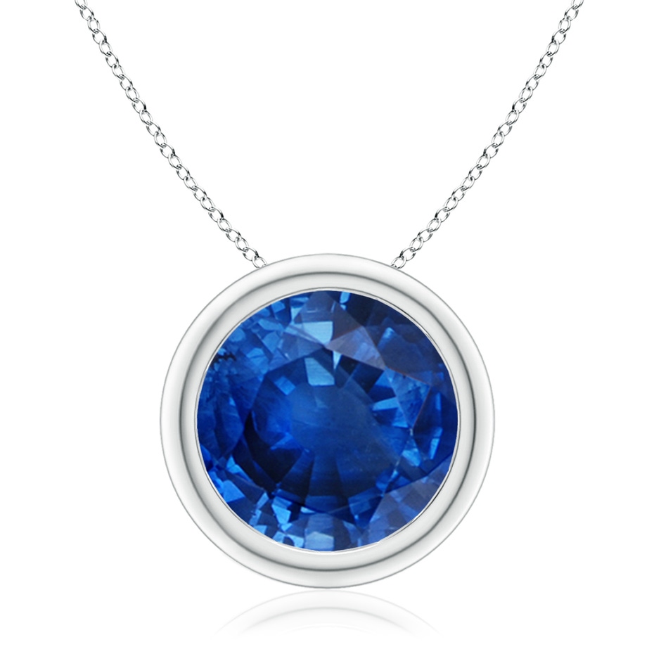 10mm AAA Bezel-Set Round Blue Sapphire Solitaire Pendant in P950 Platinum 
