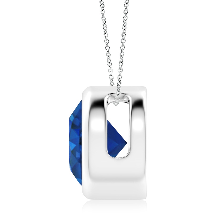 10mm AAA Bezel-Set Round Blue Sapphire Solitaire Pendant in P950 Platinum side 199