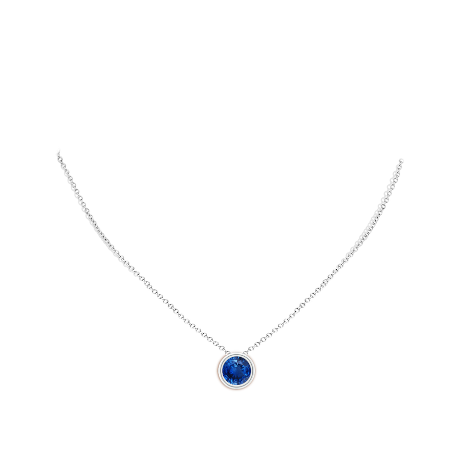 10mm AAA Bezel-Set Round Blue Sapphire Solitaire Pendant in P950 Platinum pen