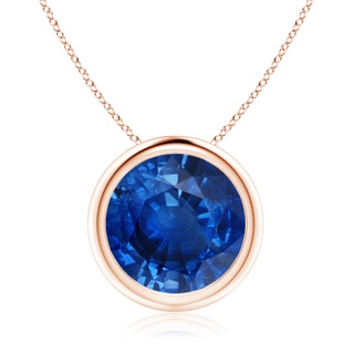 10mm AAA Bezel-Set Round Blue Sapphire Solitaire Pendant in Rose Gold