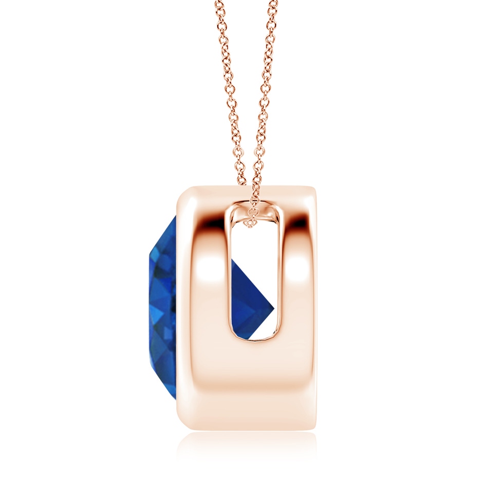 10mm AAA Bezel-Set Round Blue Sapphire Solitaire Pendant in Rose Gold side 199