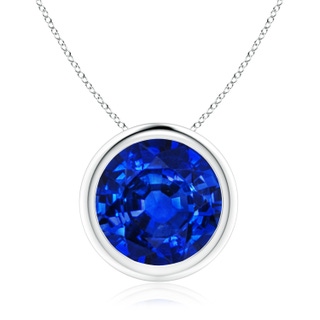 10mm Lab-Grown Bezel-Set Round Blue Sapphire Solitaire Pendant in P950 Platinum