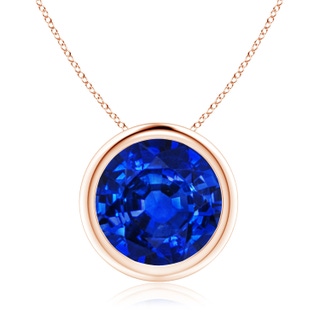 10mm AAAA Bezel-Set Round Blue Sapphire Solitaire Pendant in Rose Gold