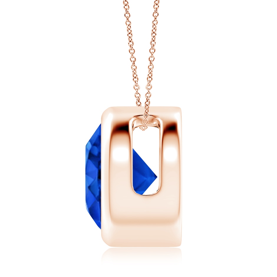 10mm AAAA Bezel-Set Round Blue Sapphire Solitaire Pendant in Rose Gold side 199