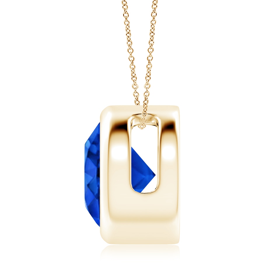 10mm AAAA Bezel-Set Round Blue Sapphire Solitaire Pendant in Yellow Gold side 199