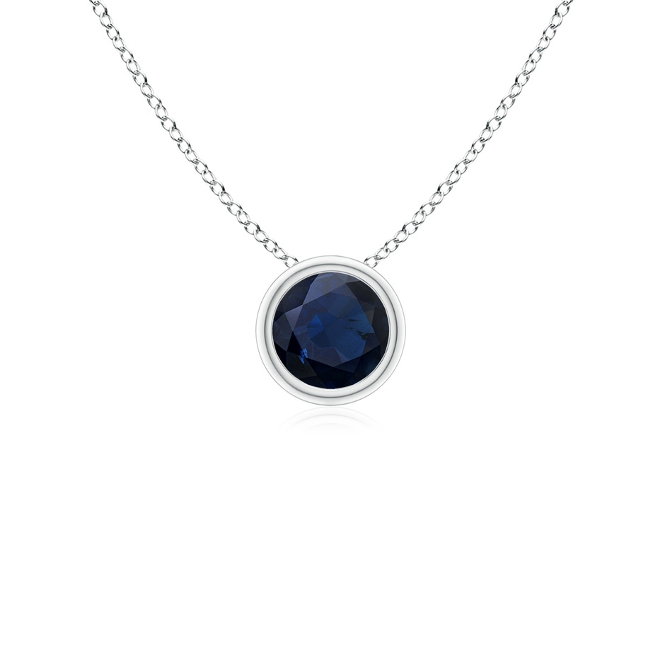 4mm A Bezel-Set Round Blue Sapphire Solitaire Pendant in White Gold 