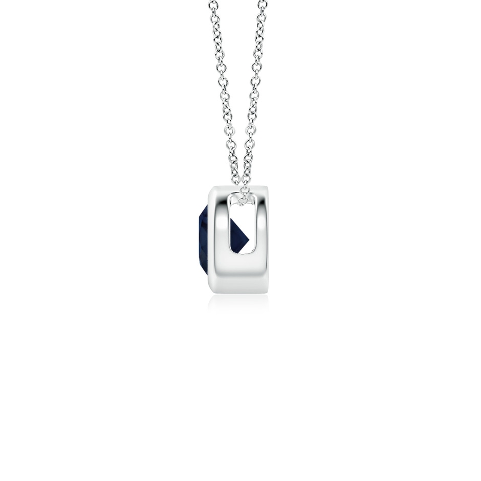 4mm A Bezel-Set Round Blue Sapphire Solitaire Pendant in White Gold side 199