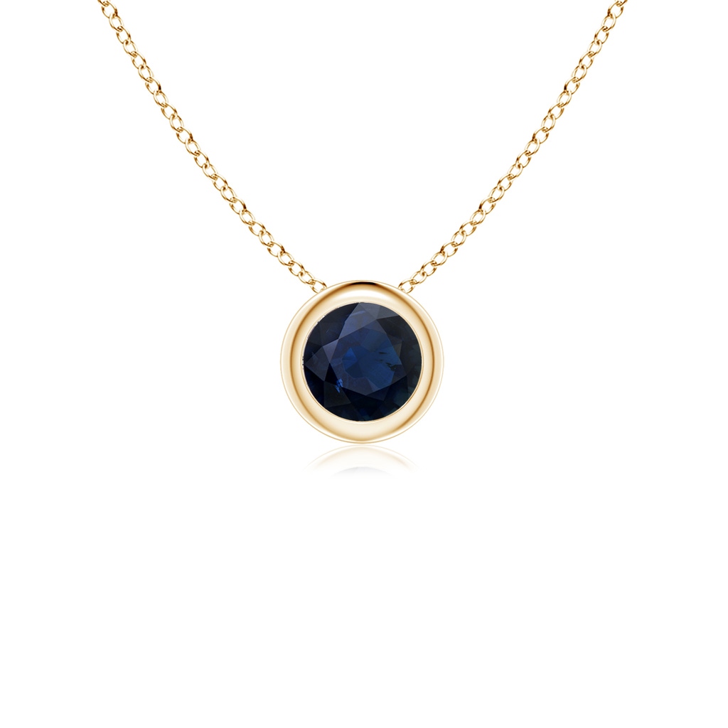 4mm A Bezel-Set Round Blue Sapphire Solitaire Pendant in Yellow Gold 