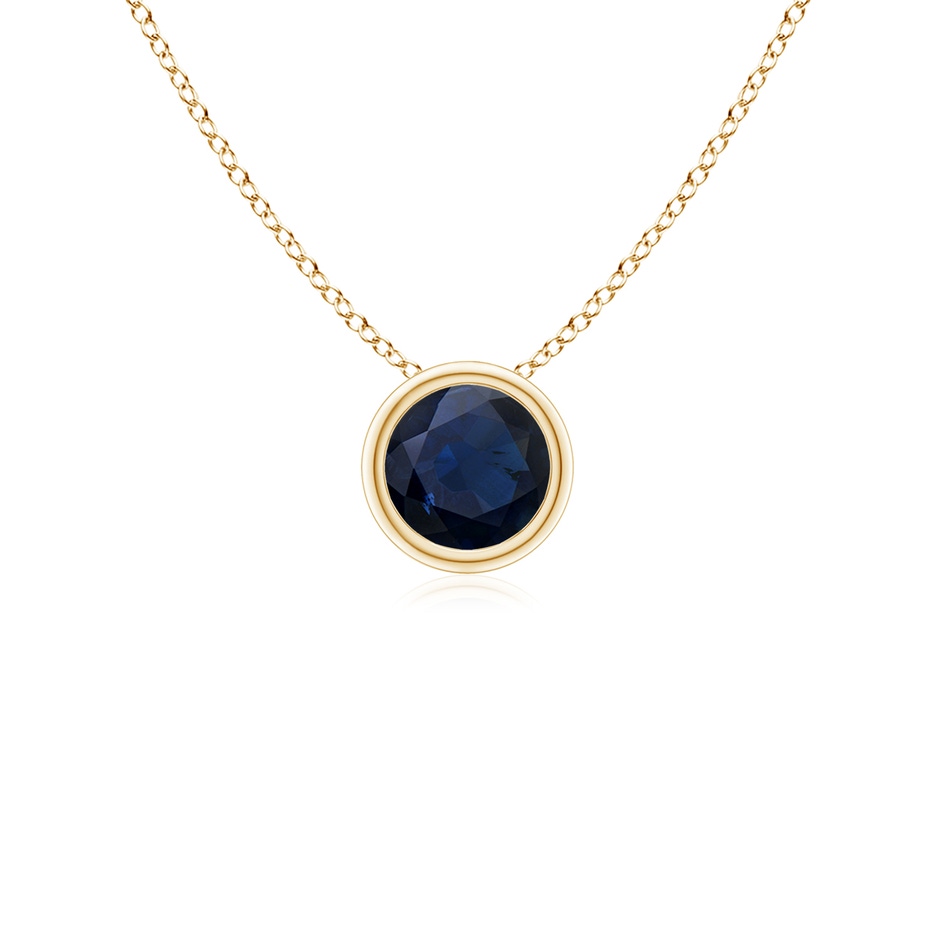 4mm A Bezel-Set Round Blue Sapphire Solitaire Pendant in Yellow Gold 