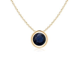 4mm A Bezel-Set Round Blue Sapphire Solitaire Pendant in Yellow Gold