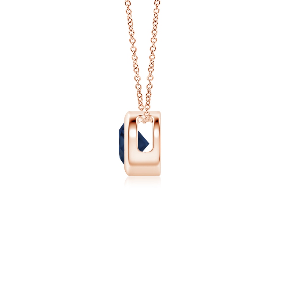 4mm AA Bezel-Set Round Blue Sapphire Solitaire Pendant in Rose Gold side 199