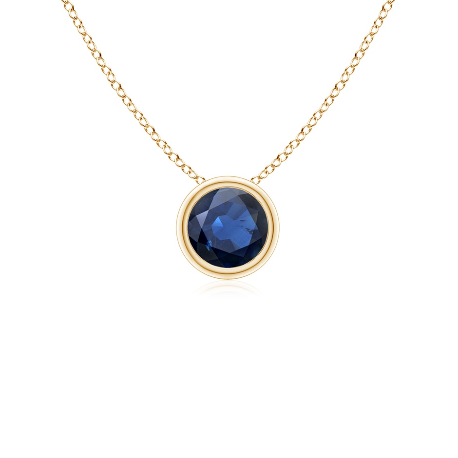 4mm AA Bezel-Set Round Blue Sapphire Solitaire Pendant in Yellow Gold 