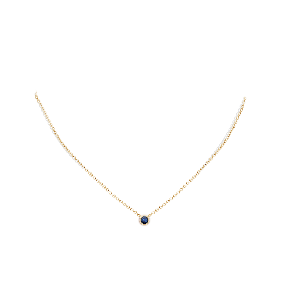 4mm AA Bezel-Set Round Blue Sapphire Solitaire Pendant in Yellow Gold pen
