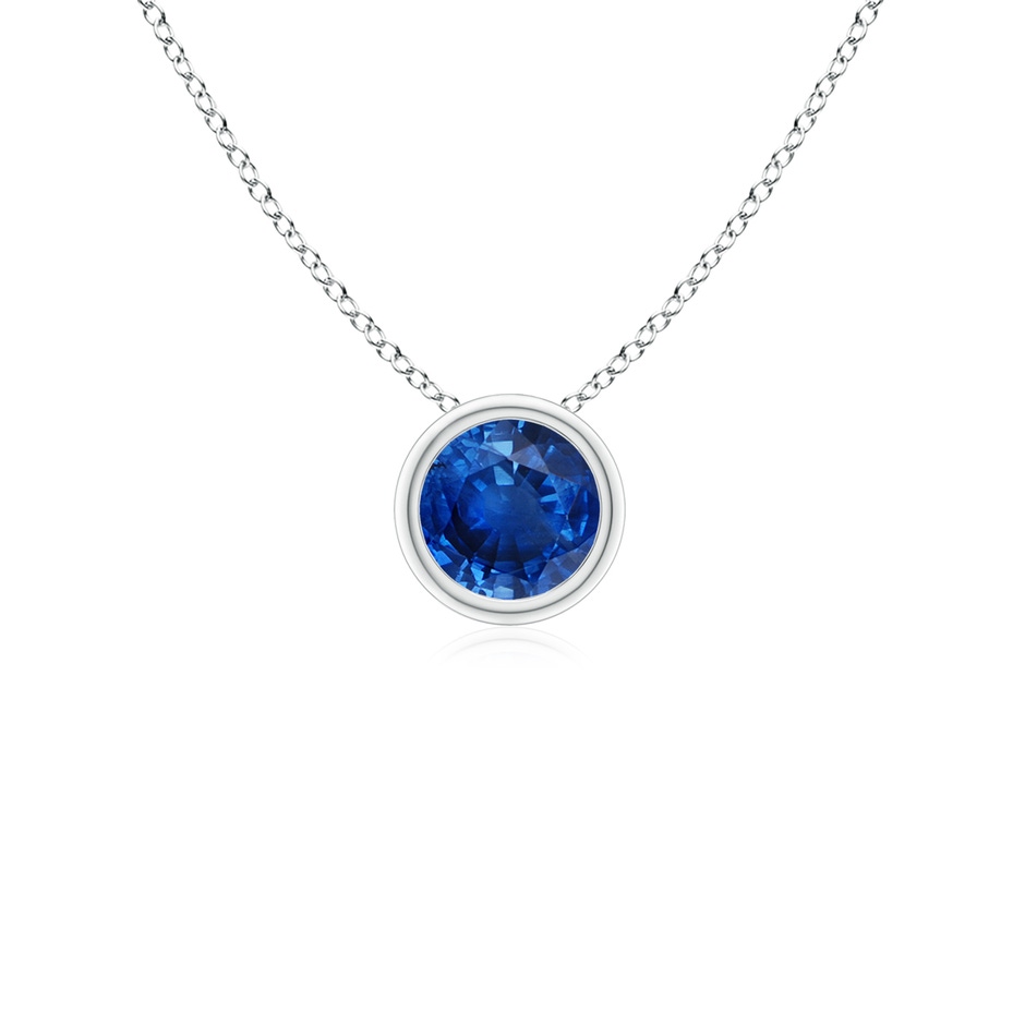 4mm AAA Bezel-Set Round Blue Sapphire Solitaire Pendant in P950 Platinum 