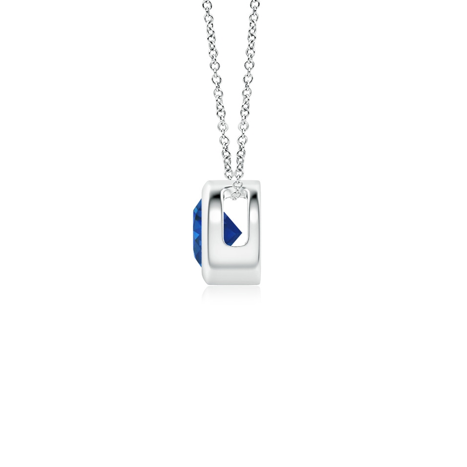 4mm AAA Bezel-Set Round Blue Sapphire Solitaire Pendant in P950 Platinum side 199
