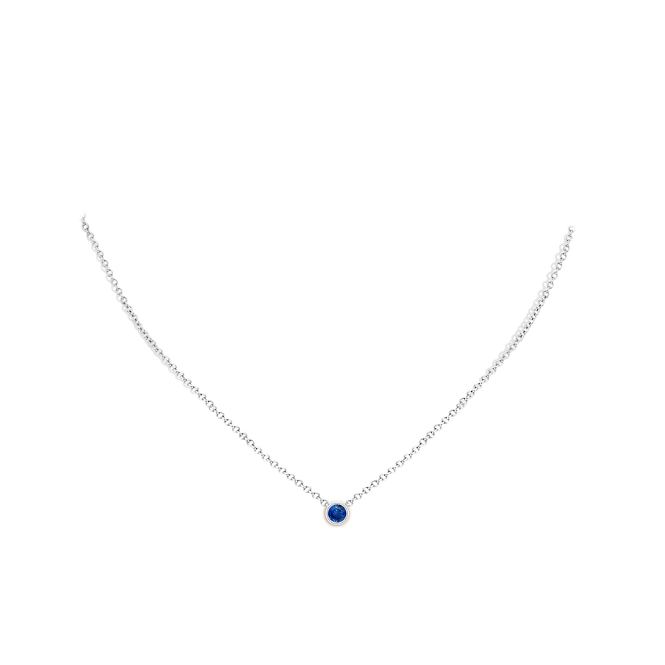 4mm AAA Bezel-Set Round Blue Sapphire Solitaire Pendant in P950 Platinum pen