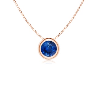 4mm AAA Bezel-Set Round Blue Sapphire Solitaire Pendant in Rose Gold